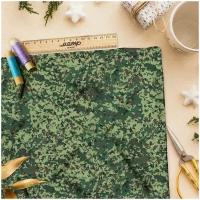 Ткань шелк Армани зелёный камуфляж в виде кустов (Шелк Армани)