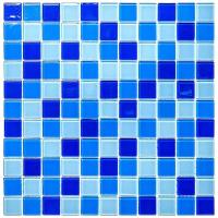 Стеклянная мозаика Natural Mosaic CPM-13 синий голубой квадрат глянцевый