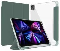 Чехол для планшета Apple iPad Pro 11 (2018/2020/2021), с отделением для стилуса, из мягкого силикона, усиленные углы (темно-зеленый)