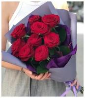 Букет живых цветов №26, розы-9 шт, подарок для женщин, букет роз