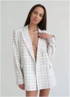 Пиджак женский оверсайз белый твидовый для девушки, твидовый костюм женский классический, пиджаки женские больших размеров, размер 44
