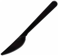 Нож одноразовый пластиковый 180 мм, черный, комплект 50 шт, эталон, белый аист, 607841