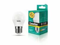 Лампа CAMELION Е27 8Вт 3000K 720Лм LED8-G45/830/E27 12392, светодиодная, теплый белый, шар