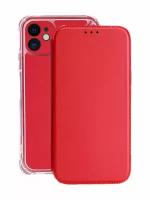 Чехол-книжка на IPhone 11 с противоударным бампером с усилиленными углами для айфон 11 красный