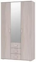 Распашной шкаф BTS Шкаф 3-х створчатый с зеркалом Белла Ясень белый