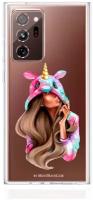 Прозрачный силиконовый чехол MustHaveCase для Samsung Galaxy Note 20 Ultra Unicorn Girl для Самсунг Галакси Ноут 20 Ультра Противоударный