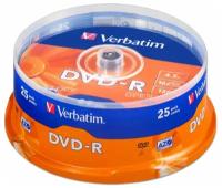 Оптический диск DVD-R диск Verbatim 4,7Gb 16x 25шт. CakeBox (43522)