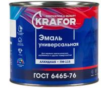 Эмаль пентафталевая / алкидная (ПФ) Krafor ПФ-115, глянцевая, серый, 1.8 кг
