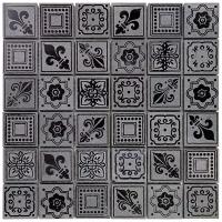 Итальянская мозаика мрамор Skalini DNY-2 черный серый квадрат