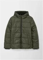 Куртка s.Oliver, демисезон/зима, удлиненная, стеганая, капюшон, карманы, подкладка, размер L, зеленый