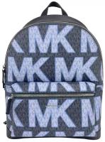 Рюкзак MICHAEL KORS черный в голубую крупную и мелкую монограмму с двумя отделениями Cooper Admiral Signature PVC Graphic Logo Backpack Bookbag Bag