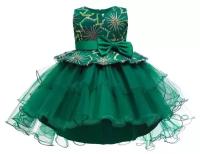 Праздничное платье, размер 100, цвет зеленый