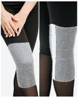 Наколенник повязка (бандаж) медицинская эластичная согревающая на колено с полушерстью, размер M (3), цвет: серый, 1 штука
