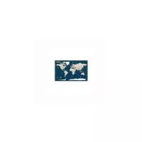 Политическая карта мира в морском стиле. Настенная карта с антибликовой ламинацией, 120x80 см (синяя)