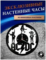 Часы настенные из Виниловых пластинок - AC DC (белая подложка)