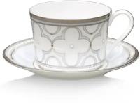 Чашка чайная с блюдцем Noritake Трефолио, платиновый кант 250 мл