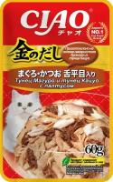 Влажный корм для кошек Ciao Kinnodashi Тунец Магуро и тунец Кацуо с палтусом 60г