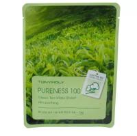 TONYMOLY PURENESS 100 Green Tea Mask Sheet Очищающая тканевая маска для лица с экстрактом зелёного чая 21мл