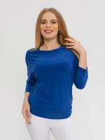 Блуза Текстиль Хаус, свободный силуэт, укороченный рукав, размер 52, синий