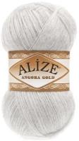 Пряжа для вязания крючком, спицами Alize Ализе Angora Gold, тонкая, акрил/шерсть, цвет 208, светло-серый меланж, 5 шт. по 100 г, 550 м
