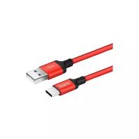 Usb Кабель-зарядка Type-C Hoco X14 Times speed 2.4A 1м в тканевой оплетке красный