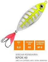 Блесна колебалка AQUA крок 40mm 9g. Рыболовная приманка колеблющаяся для спиннинга, троллинга на щуку, судака, окуня цвет 04