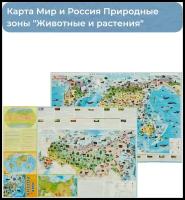 Мир и Россия. Природные зоны животные и растения. Карта складная Мира 70 х 100 см