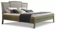 Двуспальная кровать Costa с низким изножьем, олива и белая патина, 160х200 см