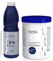 ESTEL Пудра для обесцвечивания волос De Luxe Ultra Blond, 750 г + оксигент De Luxe 3%, 1000 мл