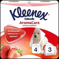 Туалетная бумага Kleenex Aromа Care Сочная клубника белая трёхслойная 4 рул