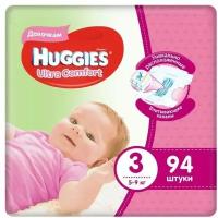 Подгузники Huggies (Хаггис) Ultra Comfort для девочек 3 (5-9 кг) 94 шт