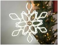 Светящаяся снежинка шайн, 576 холодных белых LED-огней, 69 см, модель: лепестки, уличная, Kaemingk (Lumineo) 490892-лепестки