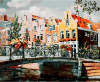 Живопись по номерам 40х50 см Белоснежка 119-AB Амстердам. Мост через канал