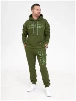 Костюм nedl, толстовка и брюки, спортивный стиль, оверсайз, утепленный, размер OS, зеленый, хаки