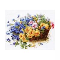 Алиса Набор для вышивания Розы и васильки 40 х 30 см (2-27), синий, 30 х 40 см