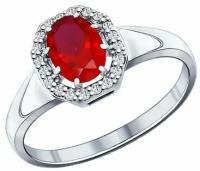 Серебряное кольцо Diamant online 101311 с фианитом и рубиновым корундом