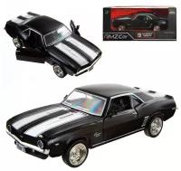 Машинка металлическая Uni-Fortune RMZ City серия 1:32 Chevrolet Camaro 1969, инерционная, серый матовый цвет, двери открываются 554026M