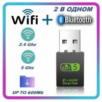 Wi-fi адаптер с Bluetooth для ПК, 2.4 ггц+BT 802.11b/n/g, скорость до 150Мбит/с/Wi-Fi Bluetooth приемник W-54