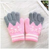 Перчатки, размер 16, розовый, серый