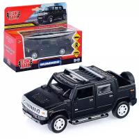 Машина металл Hummer H2 Pickup матовый 12 см, (откр. двери, багажн, черный) в коробке