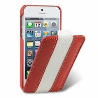 Кожаный чехол Melkco для Apple iPhone 5/5S/5C / iPhone SE - Jacka Type - красный белый