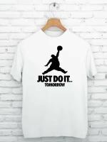 Футболка 100% хлопок с принтом JUST DO IT белая 52-54 XXL