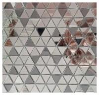 Зеркальная мозаика на сетке 290 х 315 мм из треугольников цвета серебро - графит (уп. 1 шт)