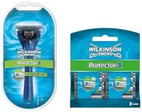 Wilkinson Sword / SCHICK Protector 3 / Бритвенный мужской станок c 1 кассетой + упаковка 8 кассет