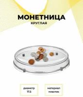 Монетница круглая пластиковая с отсеком для рекламы