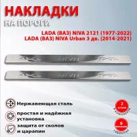 Накладки на пороги Лада 4х4 Нива (2121) 3 дв. / Лада Нива 4x4 Урбан 3 дв. (1977-2021)