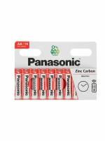 Батарейка солевая Panasonic Zinc Carbon, AA, R6-10BL, 1.5В, блистер, 10 шт