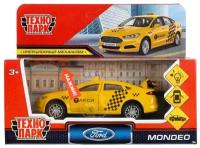 Машина металл, свет, звук, FORD MONDEO такси 12 cm, двери, багажник, инерция (MONDEO-12SLTAX-YE)