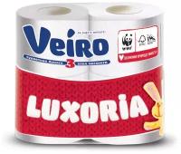 Туалетная бумага Veiro Luxoria белая трёхслойная 4 рул. 140 лист., белый, без запаха