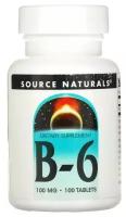 Таблетки Source Naturals B-6 Витамин B6 100 мг, 100 шт